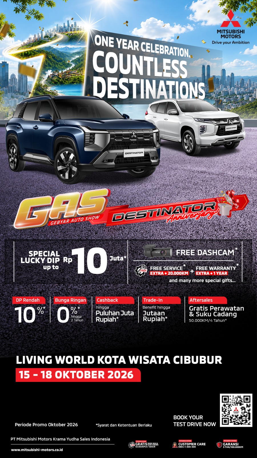 GAS Destinator Anniversary Mitsubishi Bogor - Promo Spesial Living World Cibubur 15-18 Oktober 2026